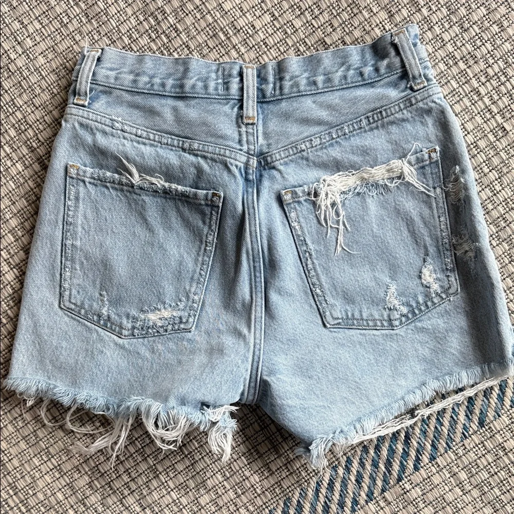 Agolde Women's Frayed Hem Jean Shorts - Light Blue - Picture 2 of 4